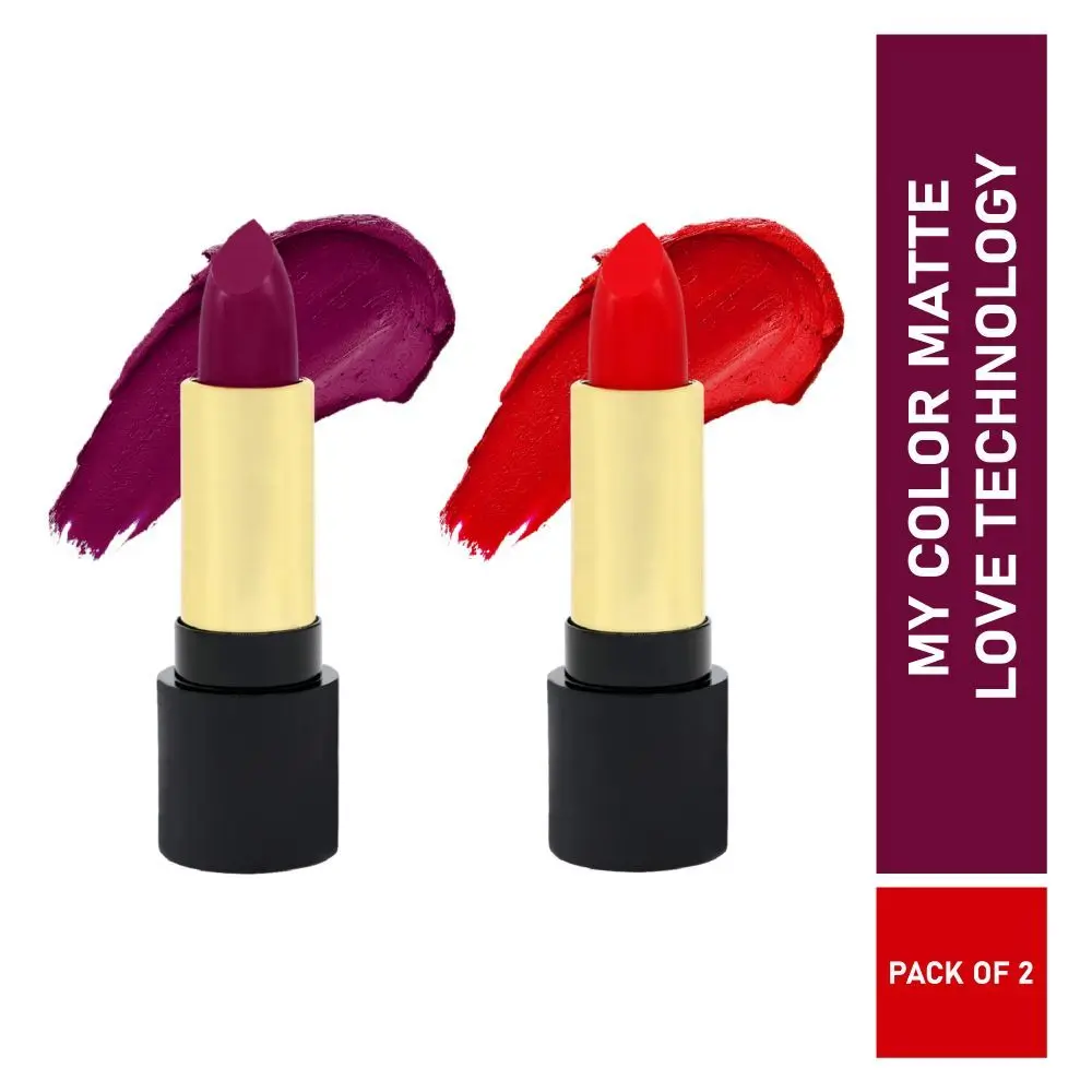 Half N Half Velvet Matte Texture Lipstick My Colour, Midnight-Purple & Sexy-Red, PO2 (7.6gm)