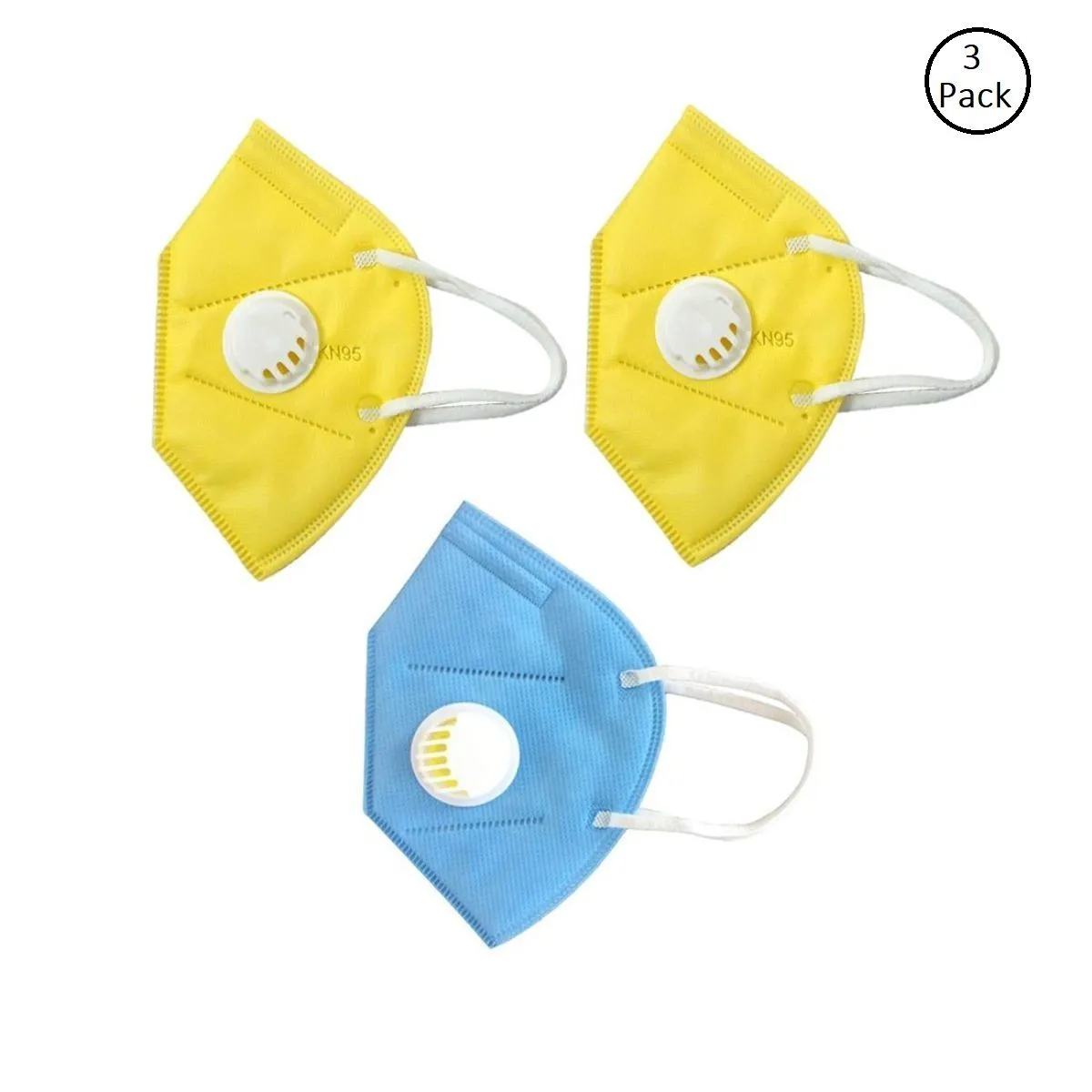 Fabula Pack Of 3 Anti-Pollution Reusable 5 Layer Mask - Yellow Blue Yellow