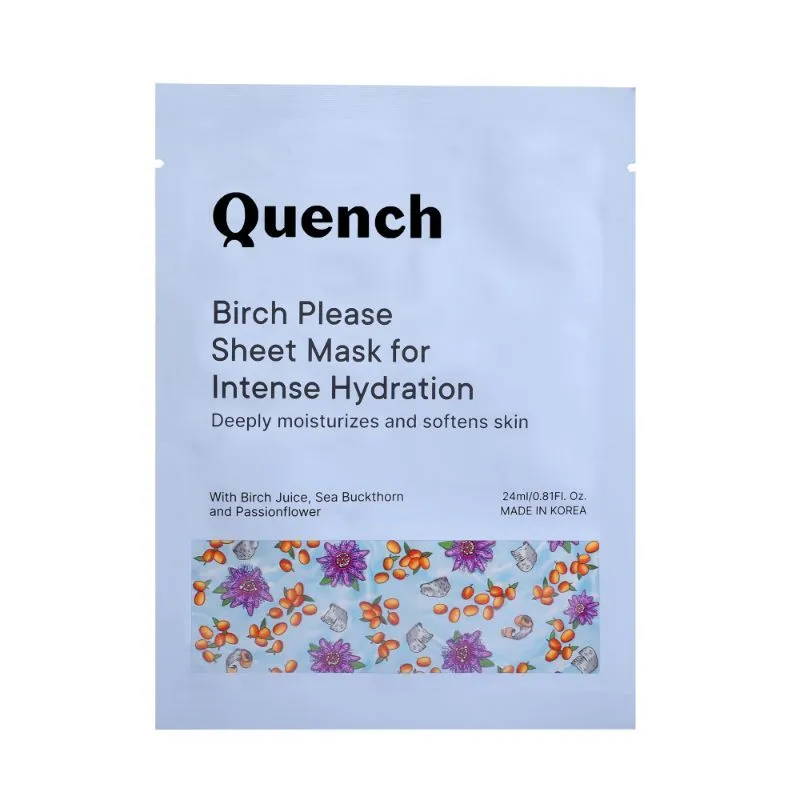 Quench Birch Please Sheet Mask For Intense Hydration, Deeply Moisturizes And Softens Skin