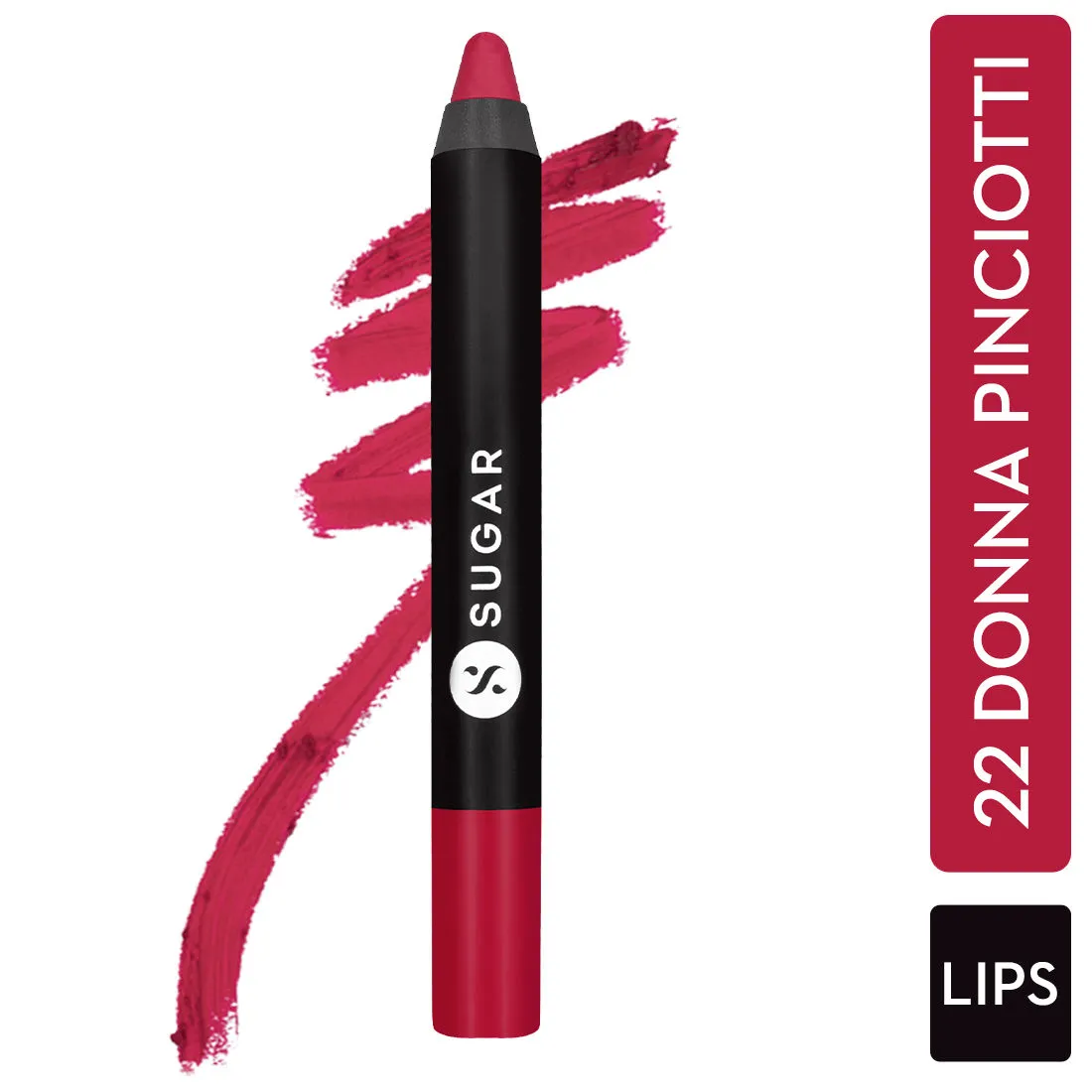 SUGAR Matte As Hell Crayon Lipstick With Free Sharpener - 22 Donna Pinciotti (Magenta Pink)