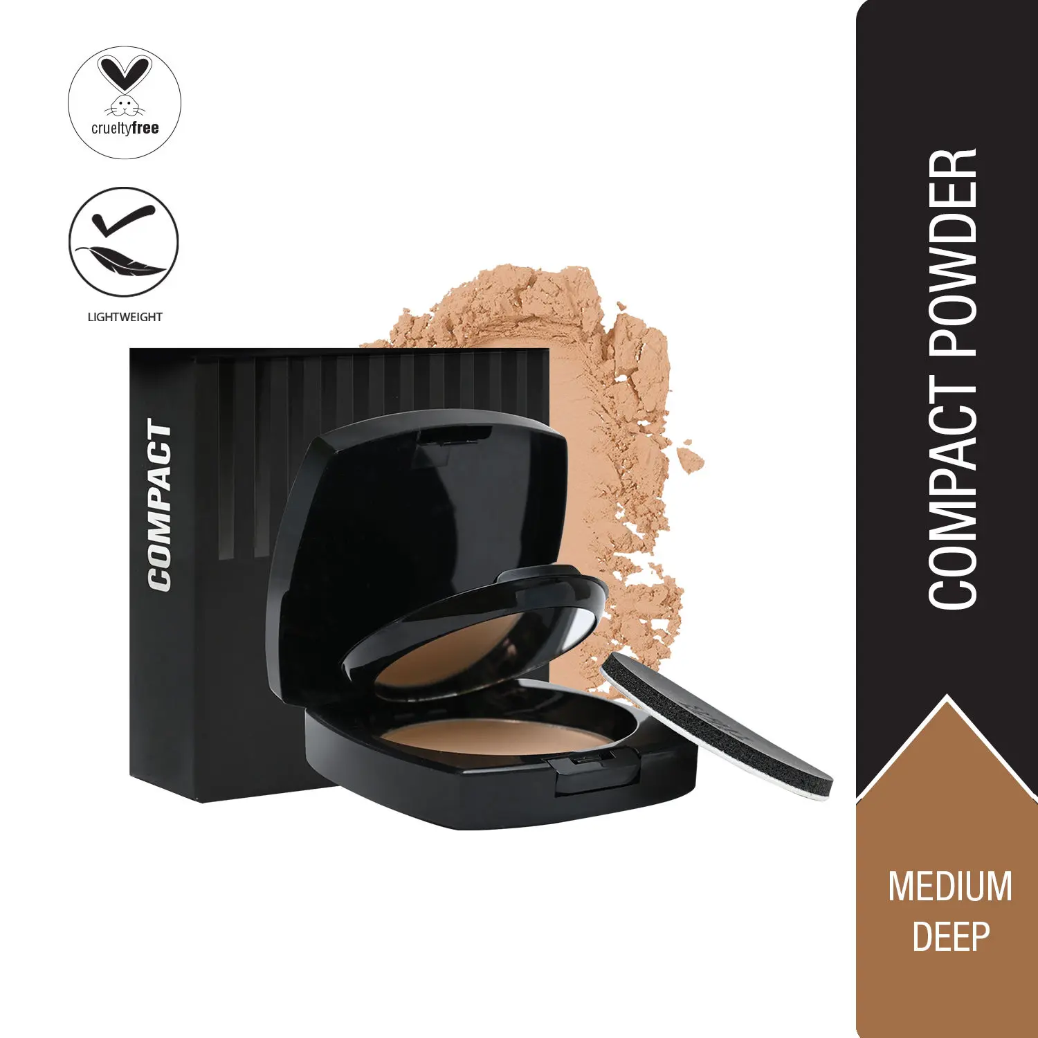 STREET WEAR® Compact -Medium Deep (Medium Deep) - 7gms -Crease-proof, Light-weight, Moisturizing, Shine-free, Matte Coverage, Buildable Formulation, Enriched with Vitamin E