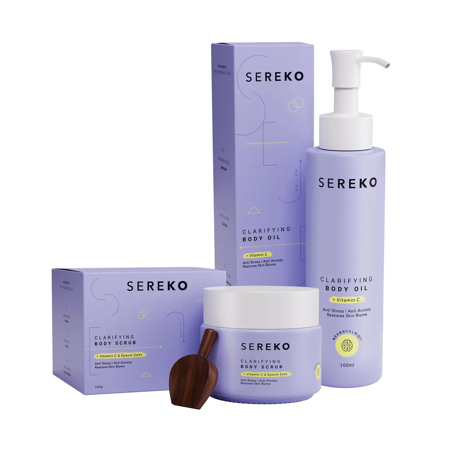 SEREKO Vitamin C Body Exfoliating Kit Sereko Clarifying Body Scrub+ Sereko Clarifying Body Oil 250 Gms