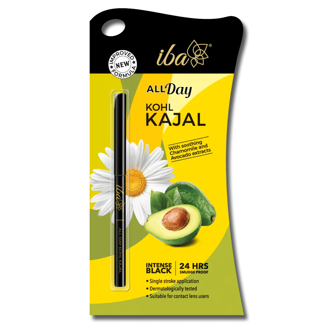 Iba All Day Kohl Kajal,A Intense Black,A 0.35g | For Eye Makeup l 24 Hr Long Stay  | Enriched with Avocado Extracts | Vegan & Cruelty Free