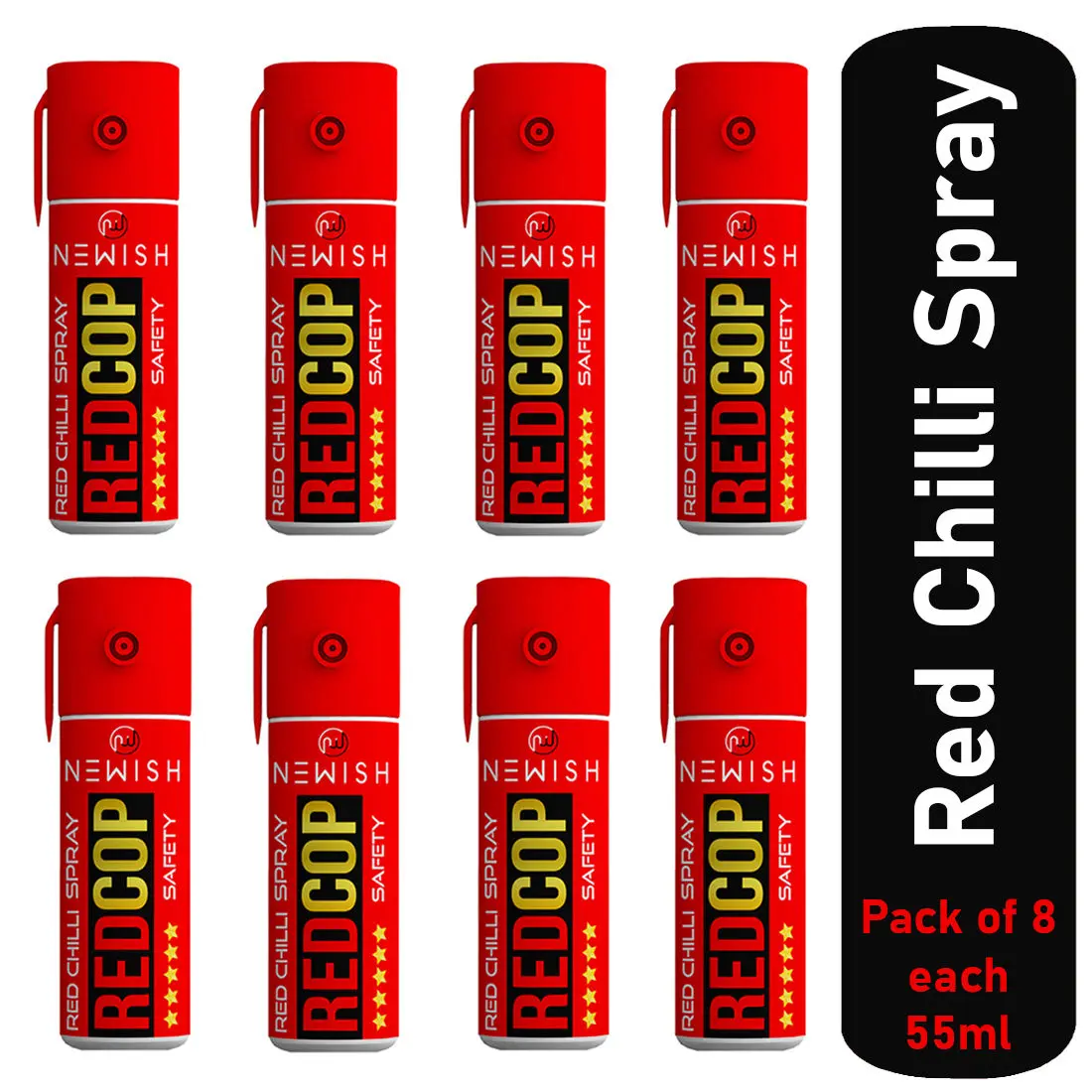 Newish : Powerful Red Chilli Spray Self Defence for Women Pack of 8 (Each : 35 g / 55 ml)