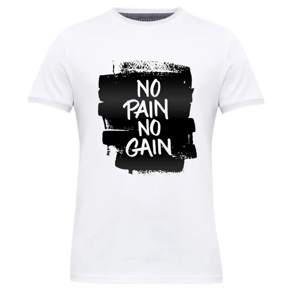 Gym Brute No Pain No Gain T Shirt,  White  Large