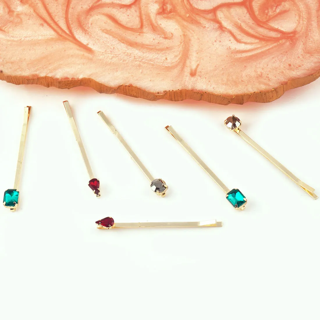 Belleziya Gold Finish Assorted Set Of Hair Pins (set Of 6) For Women & Girls