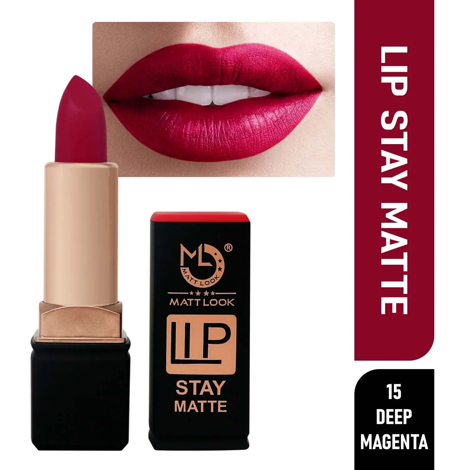 Mattlook Stay Matte Lipstick, Deep-Magenta (3.5gm)