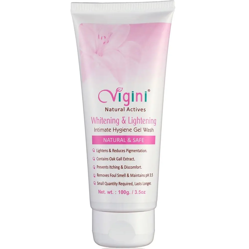 Vigini 100% Natural Actives Vaginal Lightening Whitening Intimate Feminine Hygiene Gel Wash for Women 100 gm