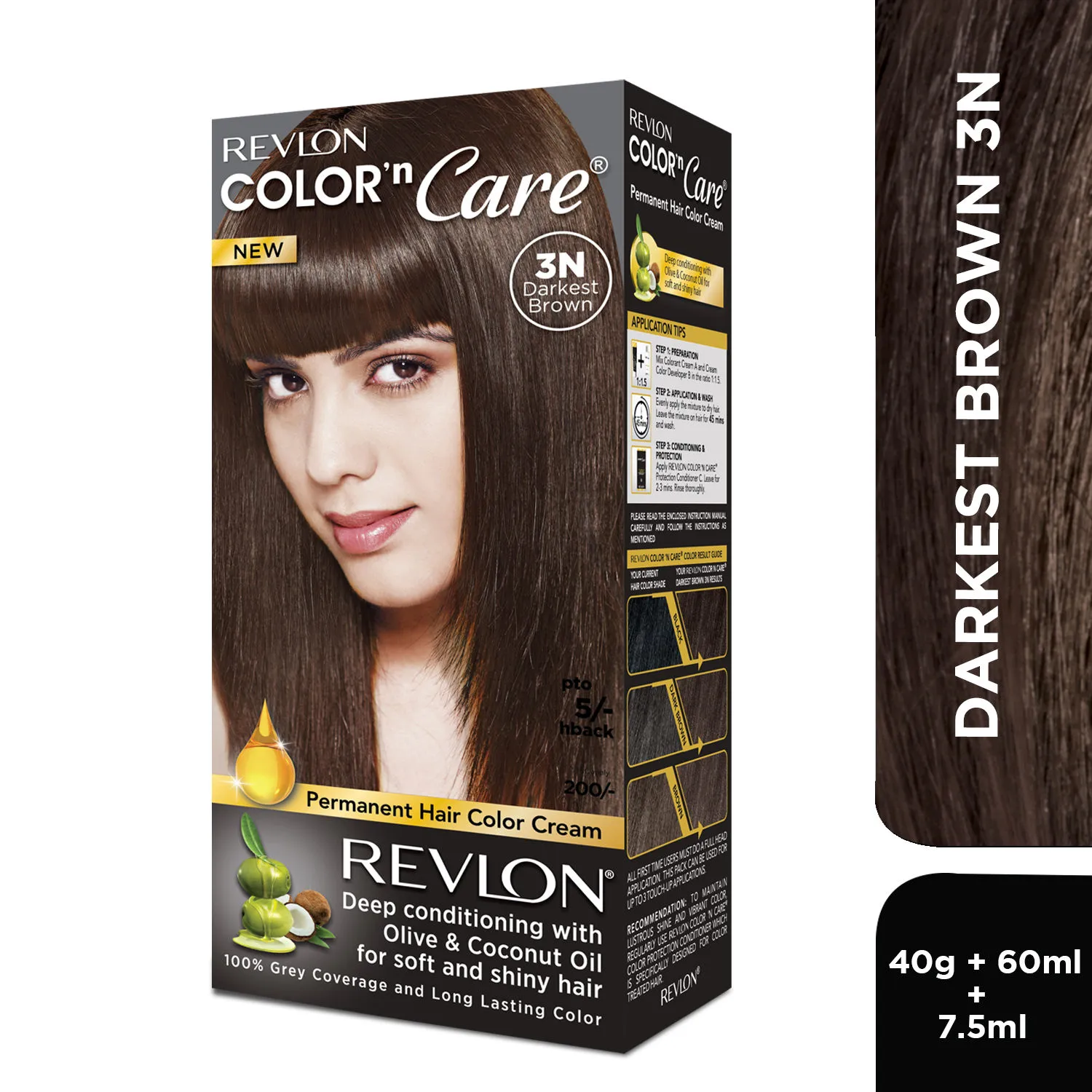 Revlon Color N Care Permanent Hair Color Cream - Darkest Brown 3N