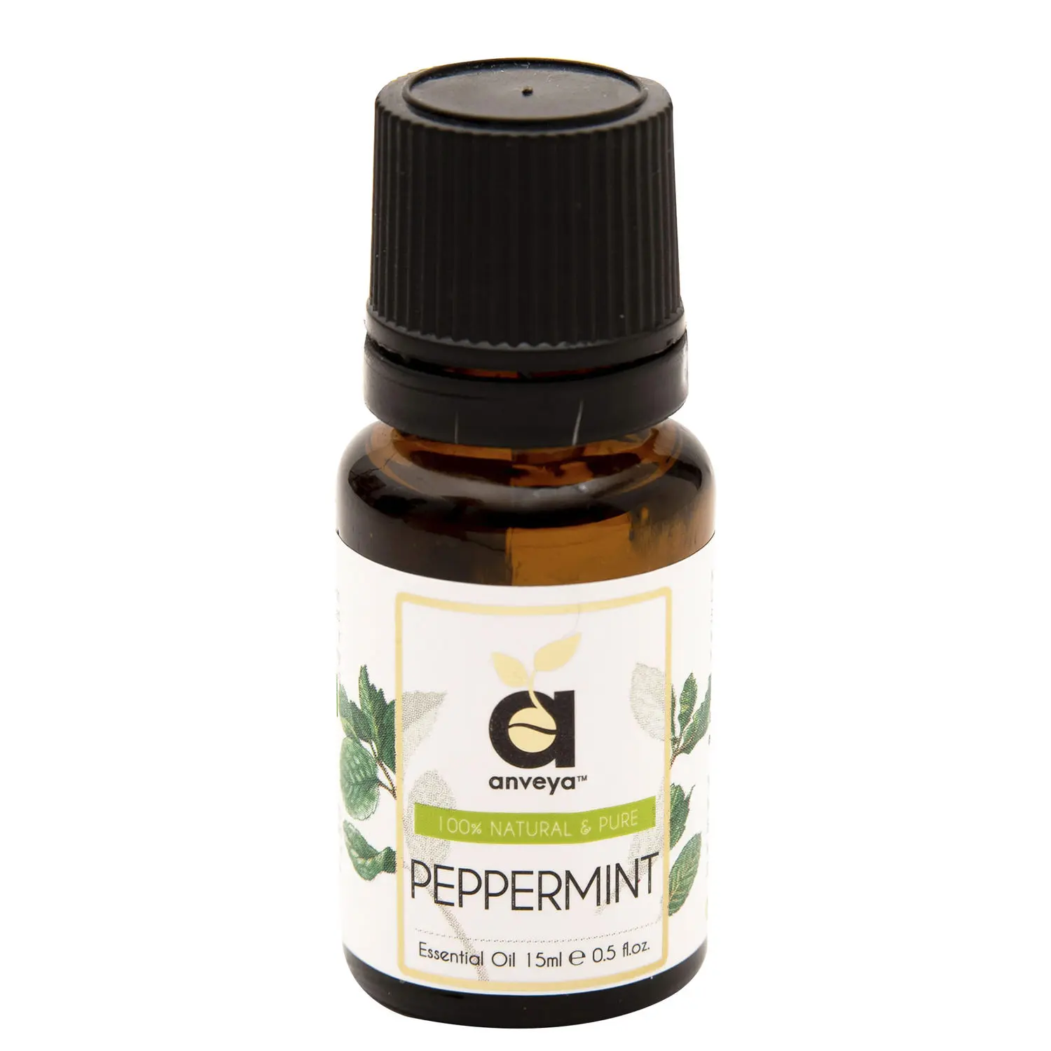 Anveya Peppermint Essential Oil, 100% Natural, 15ml, For Hair, Skin, Face, Steam, Cold & Diffuser