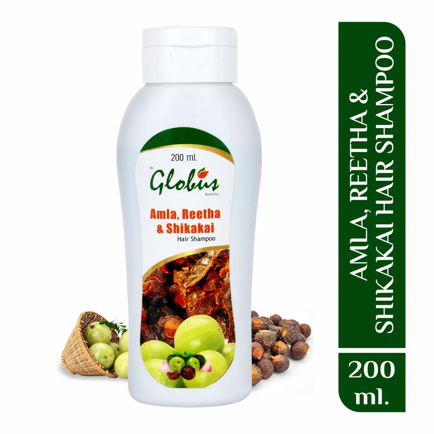 Globus Herbal Amla, Reetha & Shikakai Shampoo (200 ml)