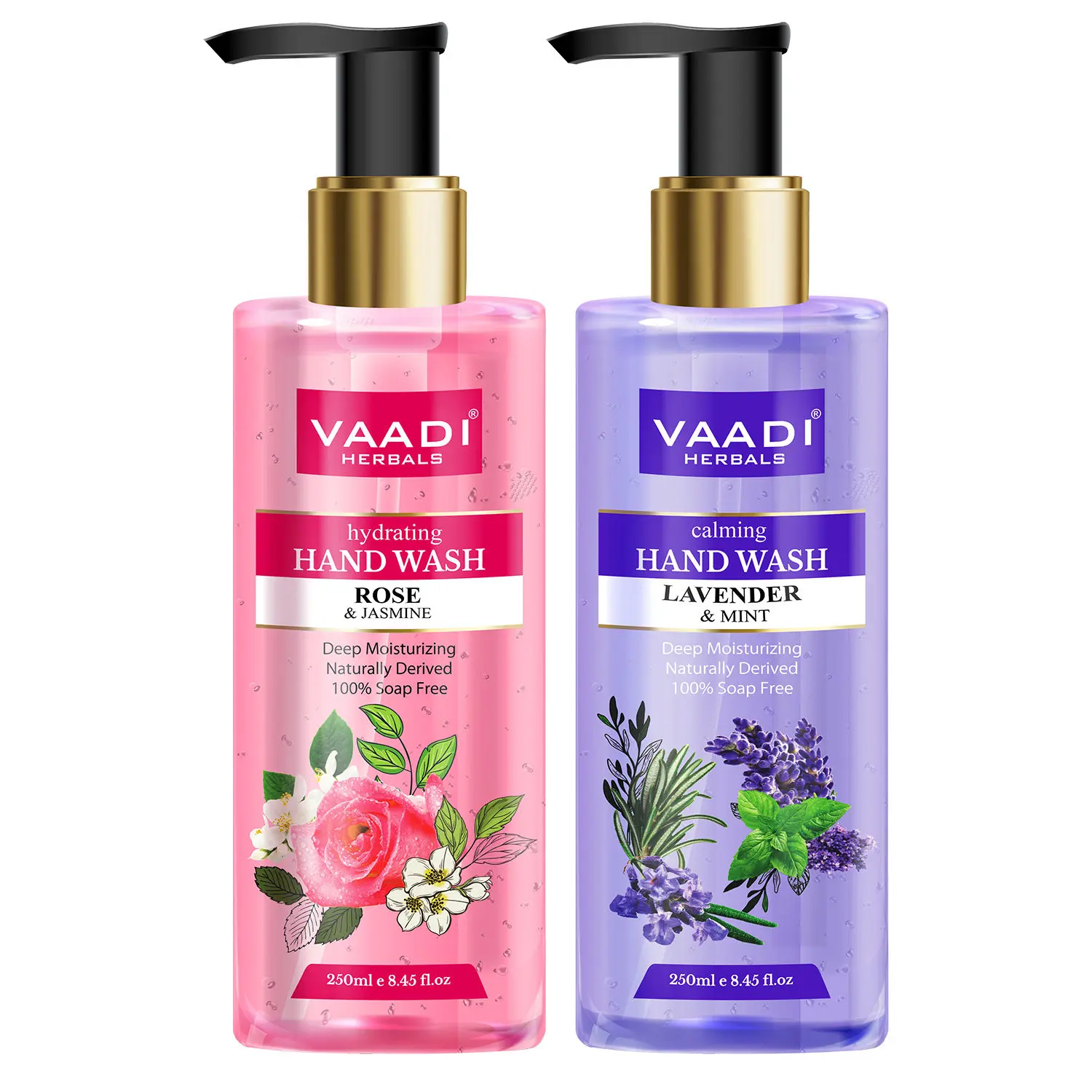 Vaadi Herbals Very Aromatic - Pack of 2 Luxurious Handwash - Rose & Lavender (250 ml x 2)