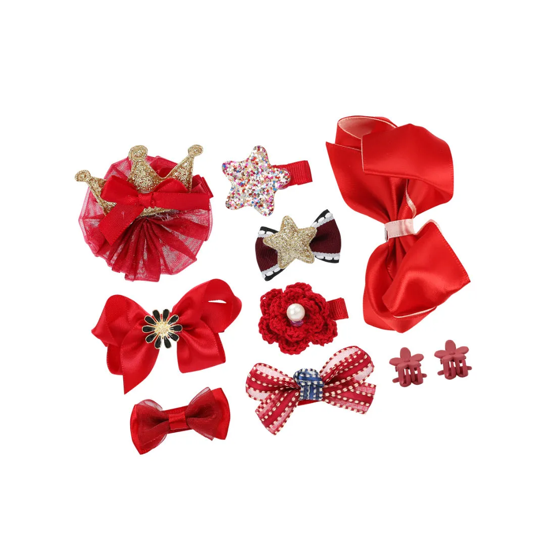 YouBella Hair Jewellery Hair Clips & Bands Set (Pack Of 10) Red Head Band (YBHAIR_41374)