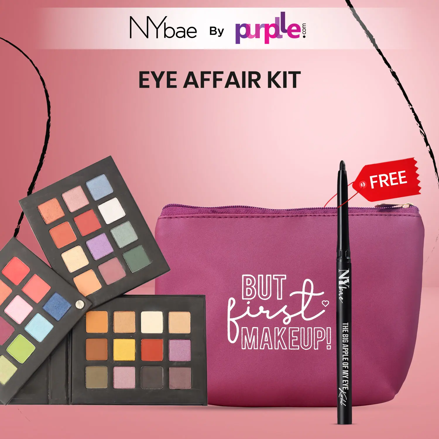 NY Bae Eye Affair Kit | Free Makeup Pouch + Kajal | Combo Pack | Matte & Shimmer Eyeshadow| Rich Colour | Waterproof | Easily Blendable (57 g)