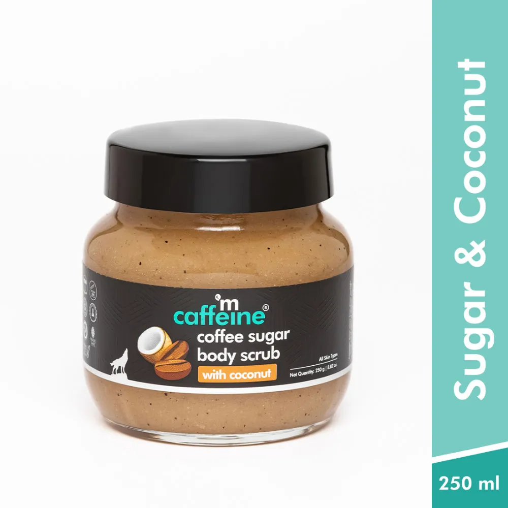 MCaffeine Coffee Sugar Body Scrub with Coconut for Even Toned Skin - Ultra Fine Scrub to Remove Tan