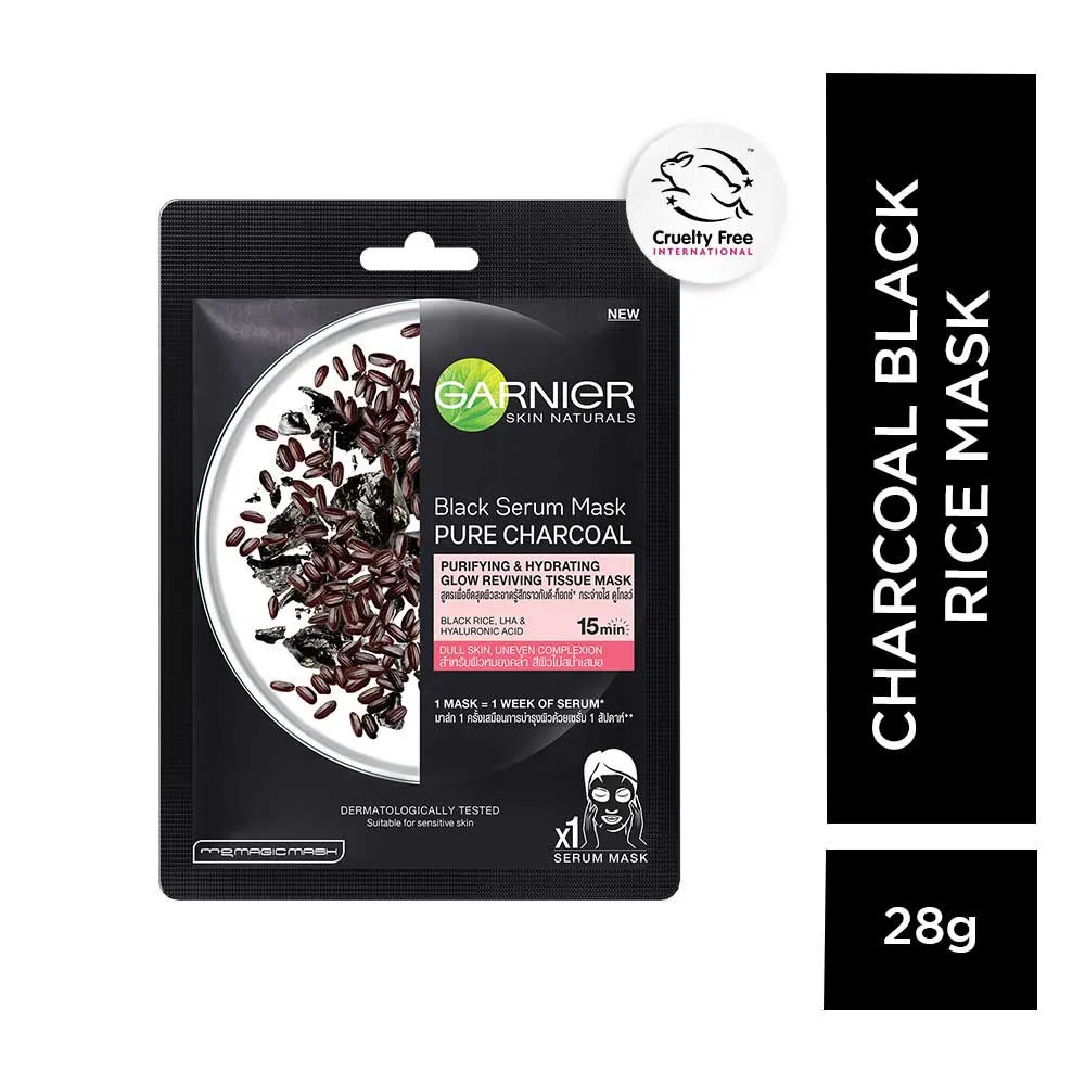 Garnier Black Rice Pure Charcoal Black Serum & Face Serum Sheet Mask