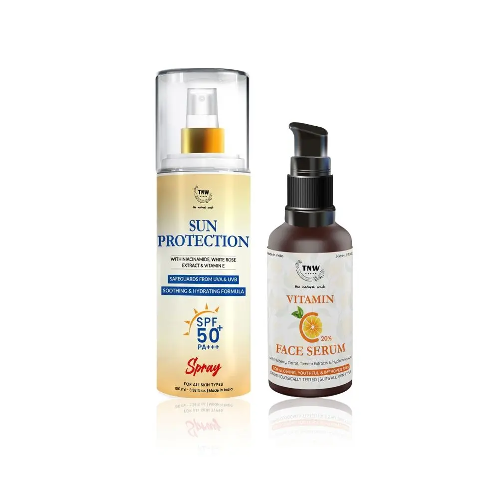 TNW The Natural Wash Vitamin C Skin Clearing Face Serum with Sunscreen Spray SPF 50