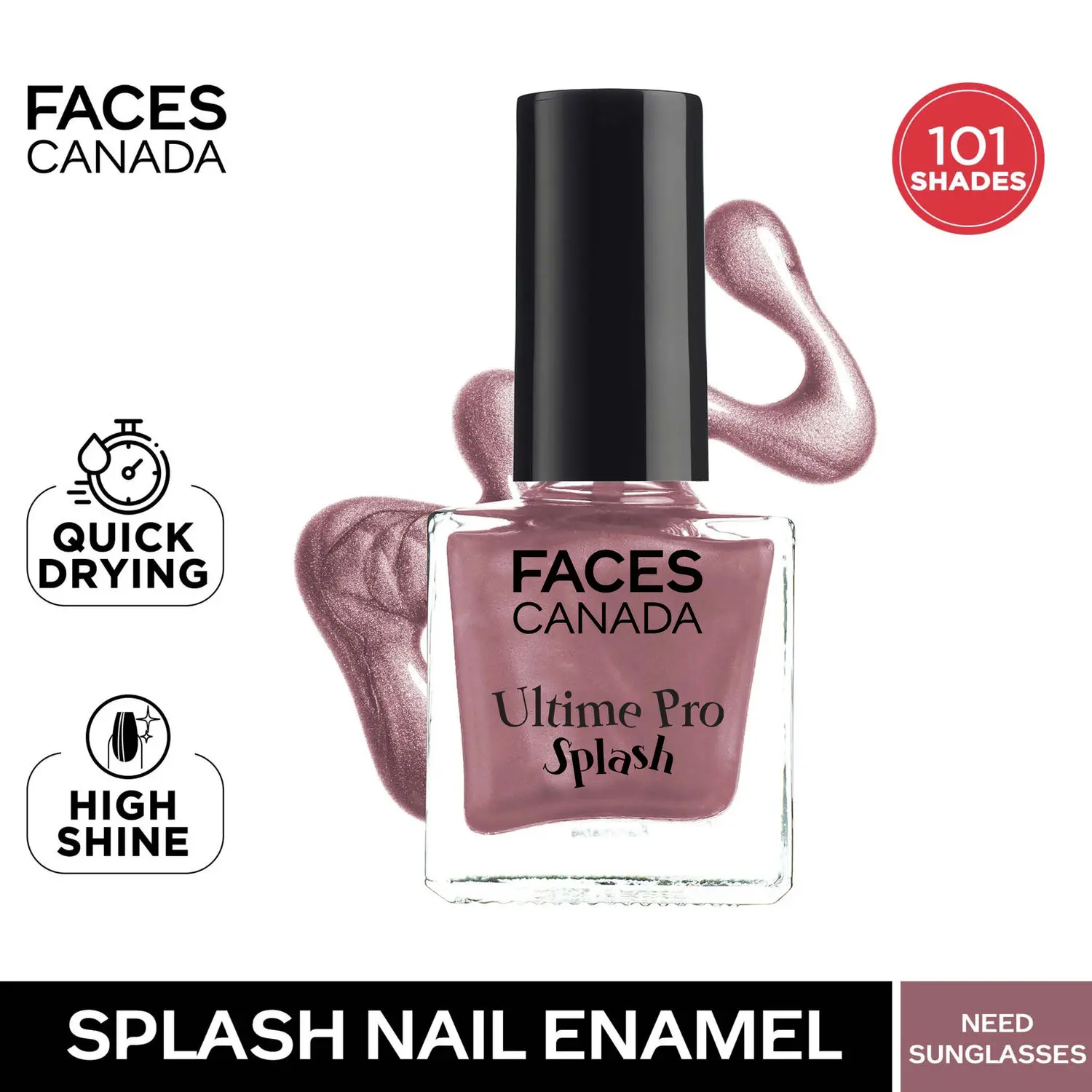 Faces canada Ultime Pro Splash Nail Enamel I Quick-drying I Longlasting I Chip-defiant I Smooth application I Need Sunglasses 16 5ml