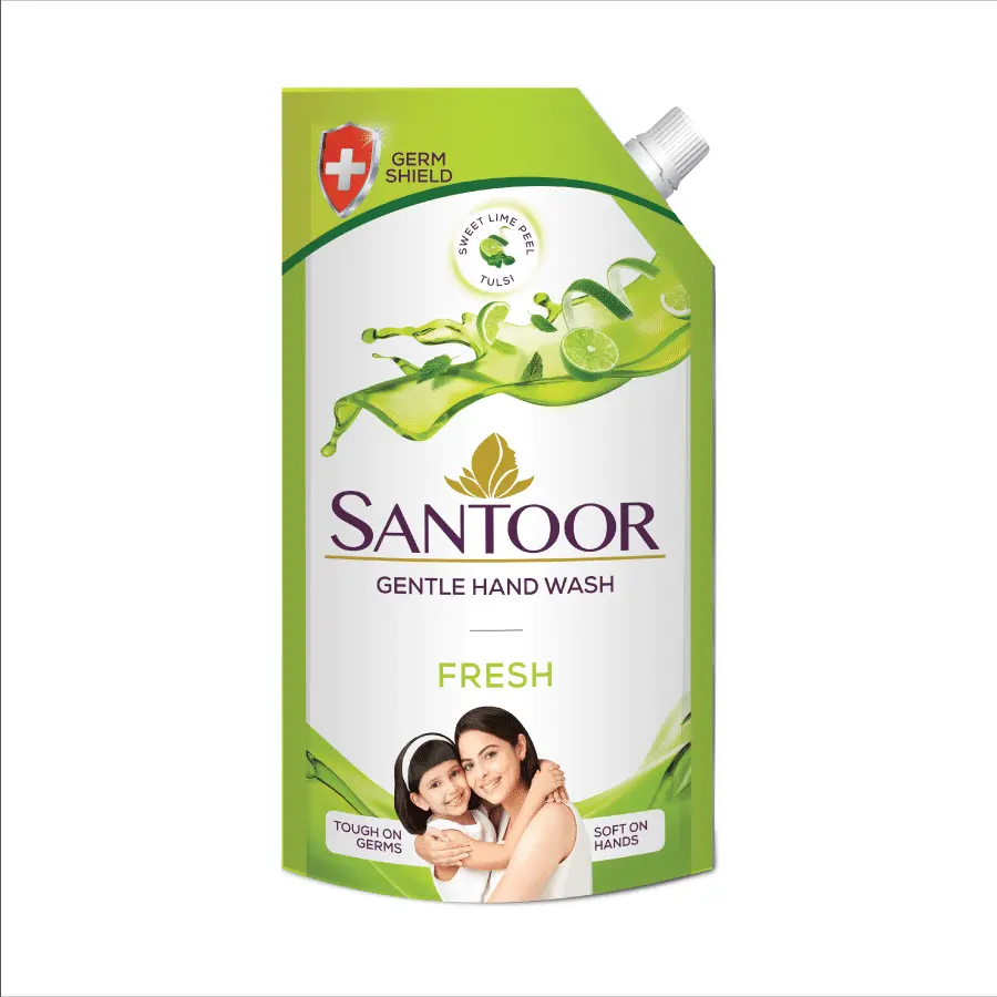 Santoor Fresh Gentle Hand Wash, 750 ml with Natural goodness of Sweet Lime Peel & Tulsi