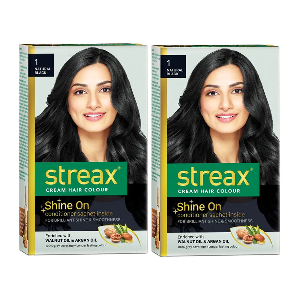 Streax Cream Hair Colour - Natural Black 1 Pack Of 2