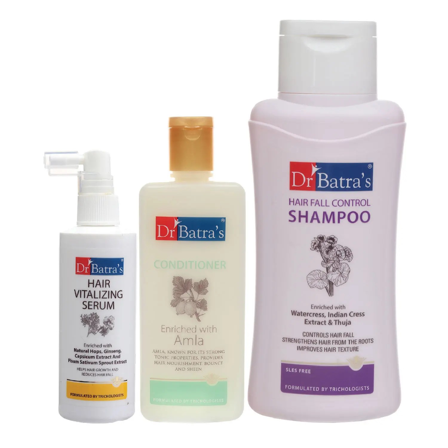 Dr Batra's Hair Vitalizing Serum 125 ml, Conditioner - 200 ml and Hair Fall Control Shampoo - 500 ml