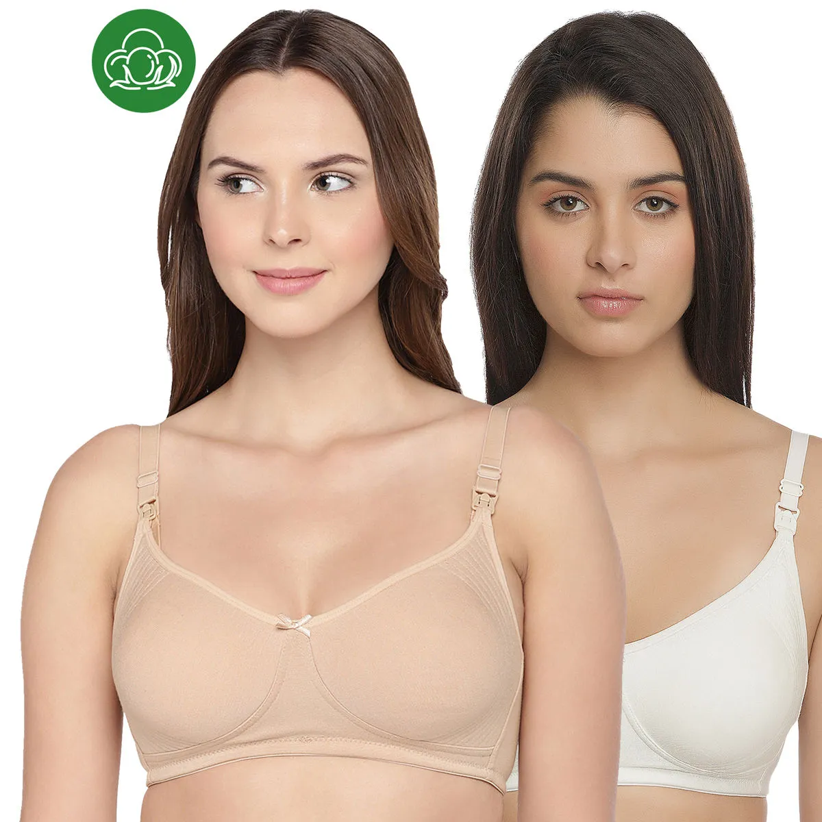 Inner Sense Women's Full Cup Nursing Bra Pack of 2 - Multi-Color