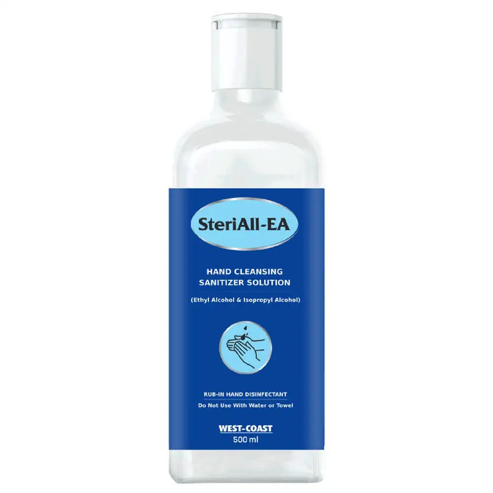 West Coast SteriAll-EA Hand Rub Sanitizer,  Fragrance Free  500 ml  Protection from Germs