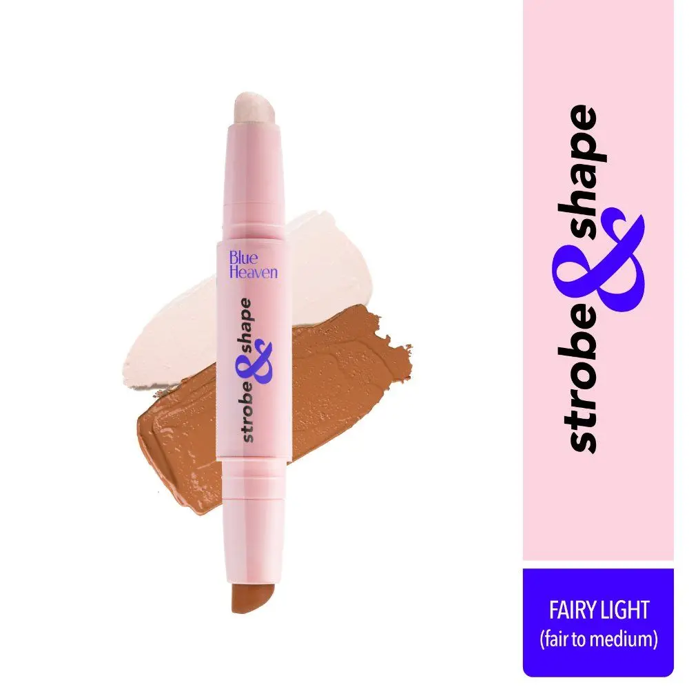 Blue Heaven Strobe & Shape Highlighter And Contour Duo Stick, Fairy Light (Fair To Medium)