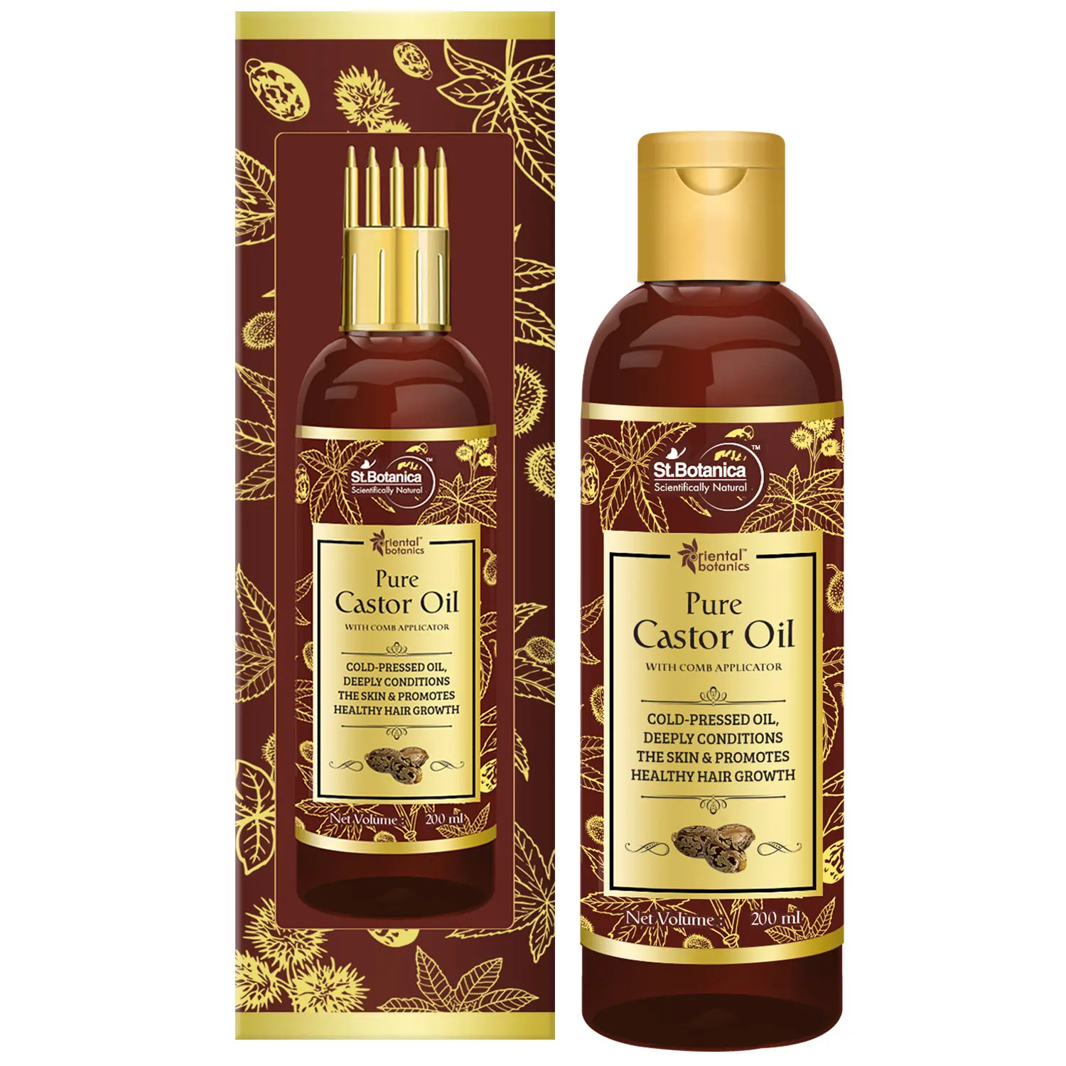 Oriental Botanics Pure Castor oil with comb applicator 200ml