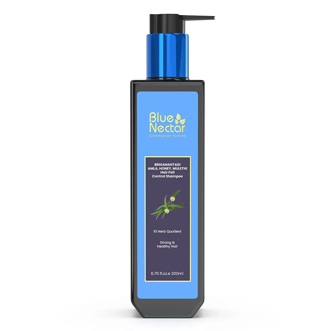 Blue Nectar Briganantadi Hair Fall control Shampoo with Amla, Honey & Mulethi (10 Herbs, 200 ml)