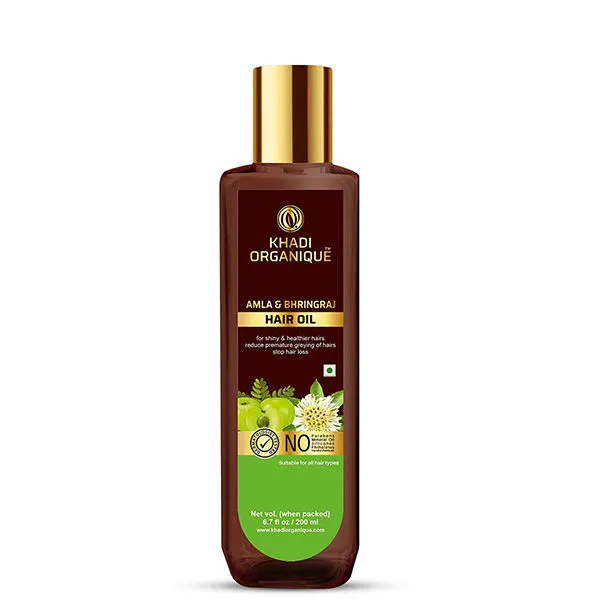 Khadi Organique Amla & Bhringraj Hair Oil For Shiny And Healthier Hair