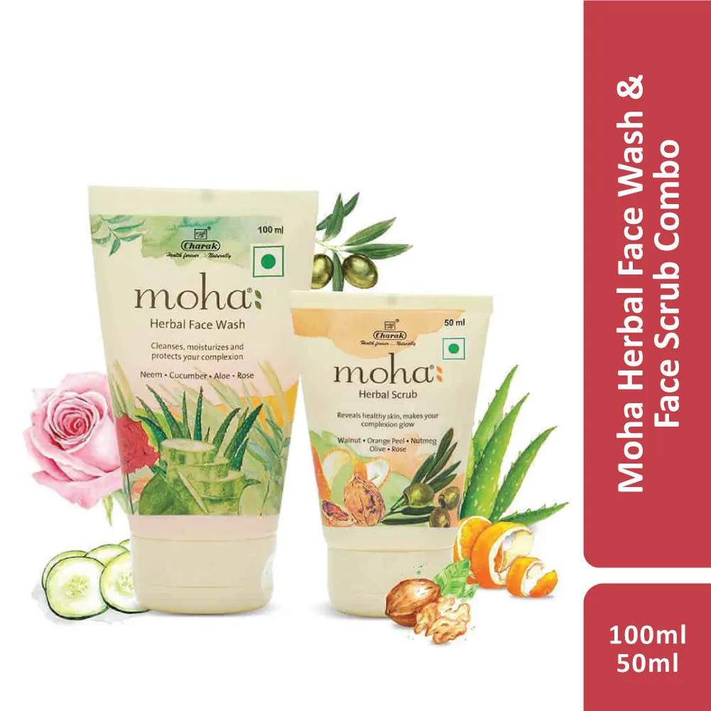 Moha Herbal Face Wash + Face Scrub Combo