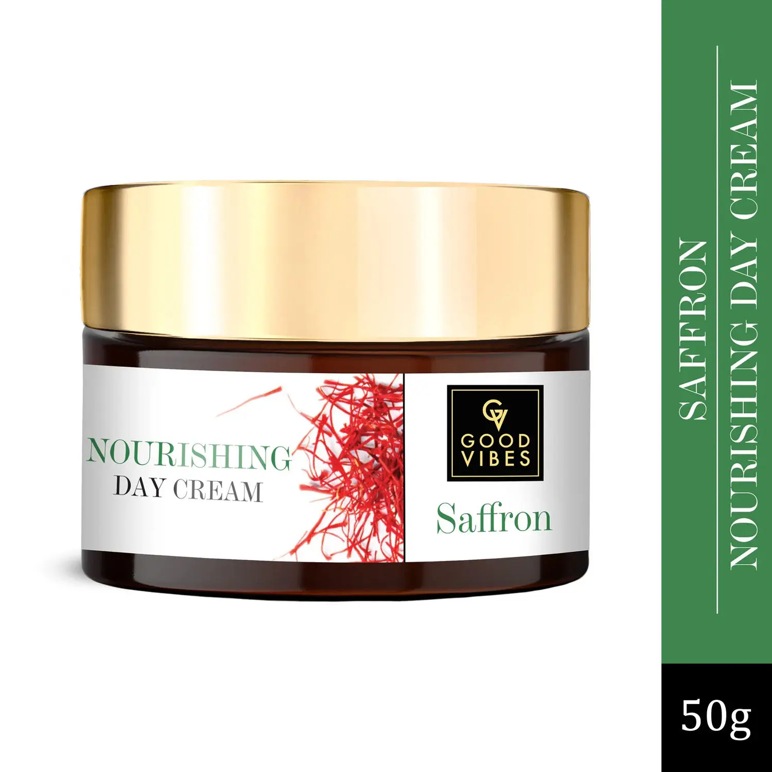 Good Vibes Saffron Nourishing Day Cream | Hydrating, Glow | With Coffee | No Parabens, No Sulphates, No Mineral Oil, No Animal Testing (50 g)