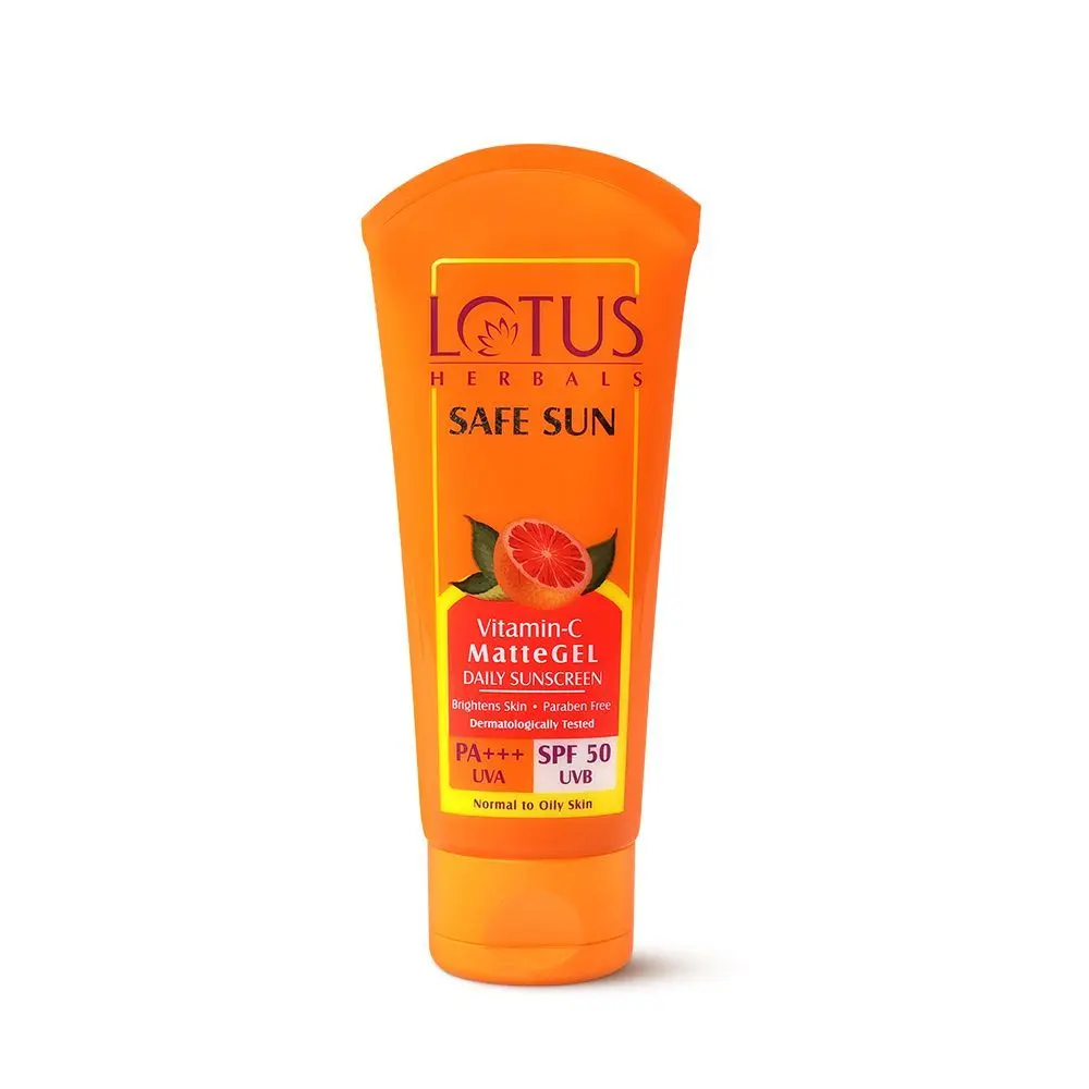 Lotus Herbals Safe Sun Vitamin C Matte Gel Daily Sunscreen | SPF 50 | PA+++ | Paraben Free | Dermatologically Tested | Anti Pollution | Normal / Oily Skin | 100g