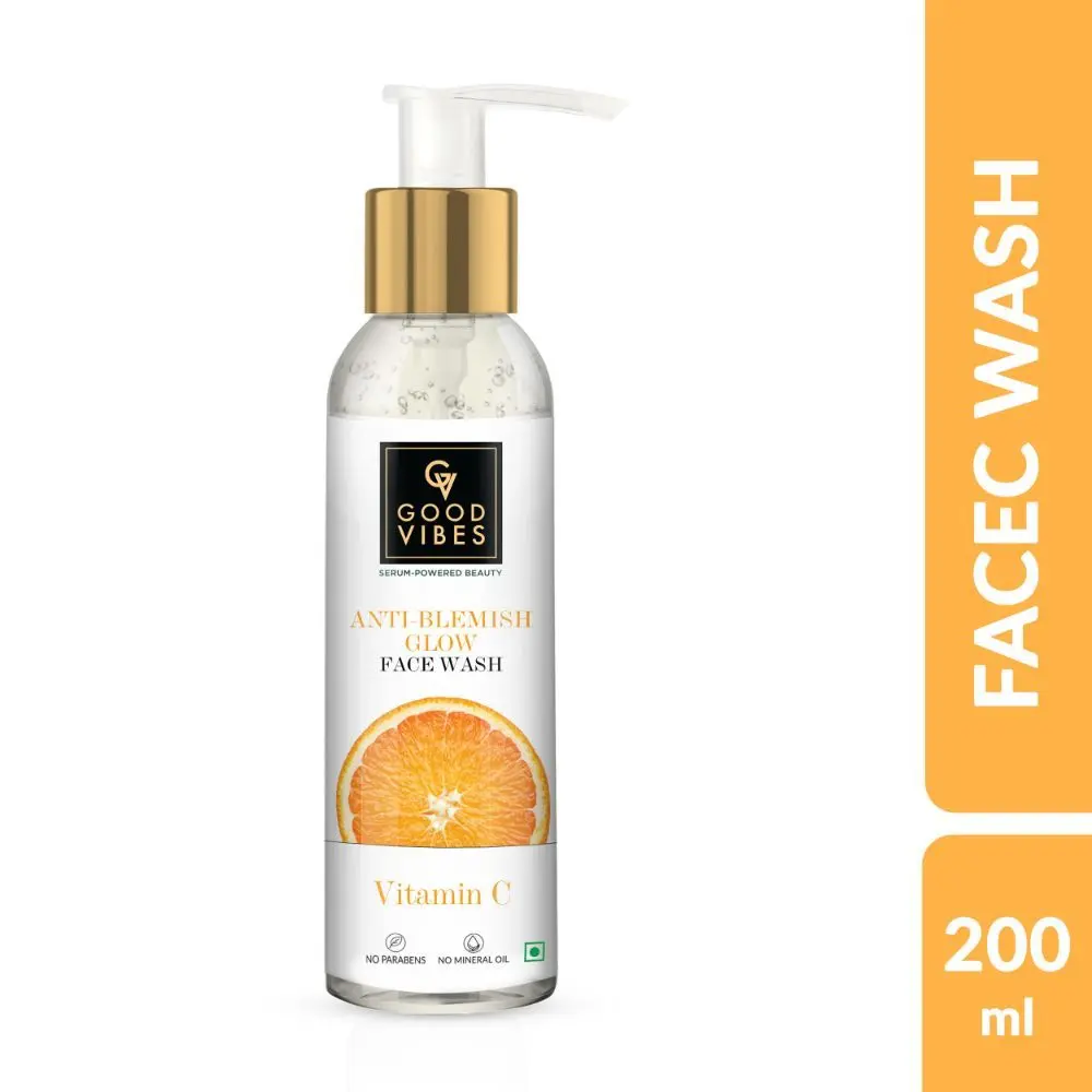 Good Vibes Anti Blemish Glow Face Wash Vitamin C| Deep Cleansing, Brightening, Refreshing | No Parabens, No Mineral Oil, No Animal Testing (200 ml)