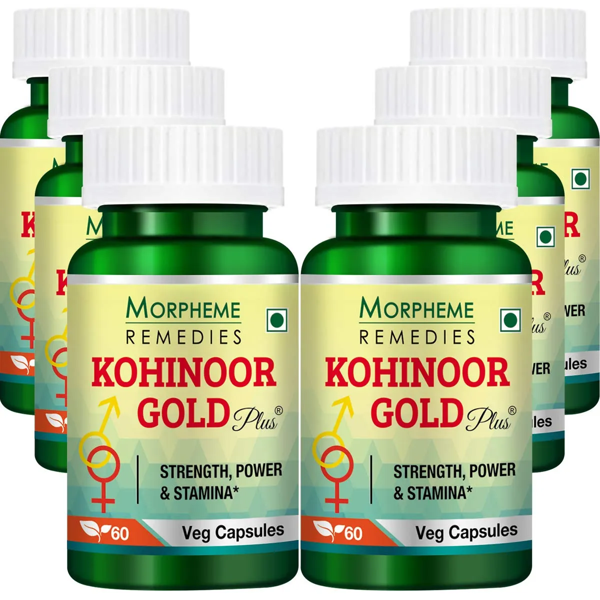 Morpheme Kohinoor Gold Plus 500mg Extracts - 60 Veg Caps. x 6