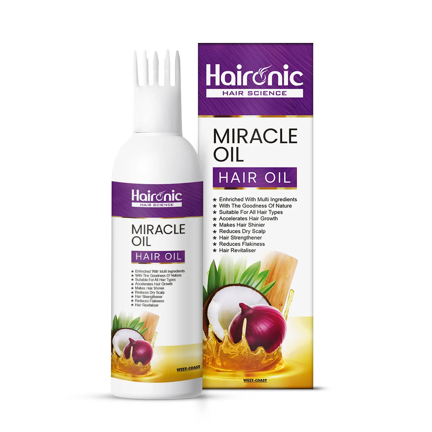 Haironic Hair Science Miracle Hair Oil Enriched With Multi Ingredients for Anti-Hair Fall Control, Promote Hair Growth with Organic Onion and Sesame Seeds Oil -100ml