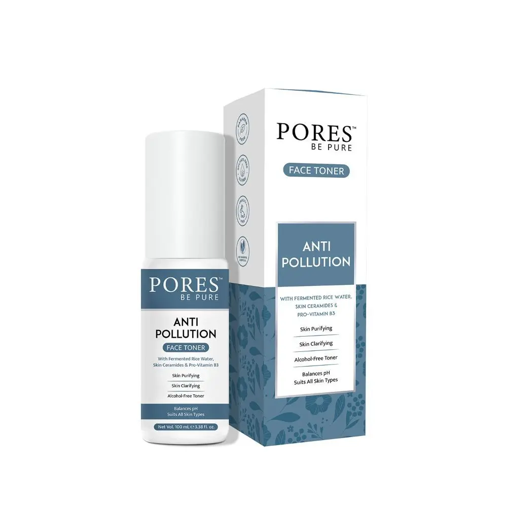 PORES Be Pure Anti-Pollution Face Toner Pore Tightening Toner with Fermented Rice Water Skin Ceramides and Pro Vitamin B3 Balances pH Suits All Skin Types Alcohol Free – 100ml