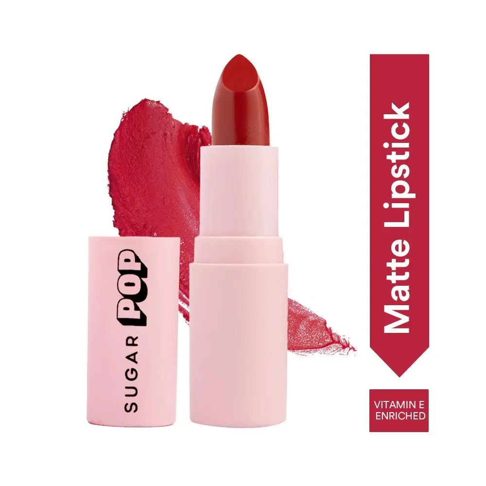 SUGAR POP Matte Lipstick - 03 Scarlet (Bright Red with hints of Orange) a€“ 4.2 gm a€ ,matte Texture & Non-drying Formula l Lipstick for Women