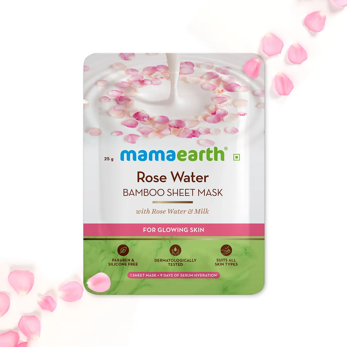 Mamaearth Rose Water Bamboo Sheet Mask with Rose Water & Milk for Glowing Skin