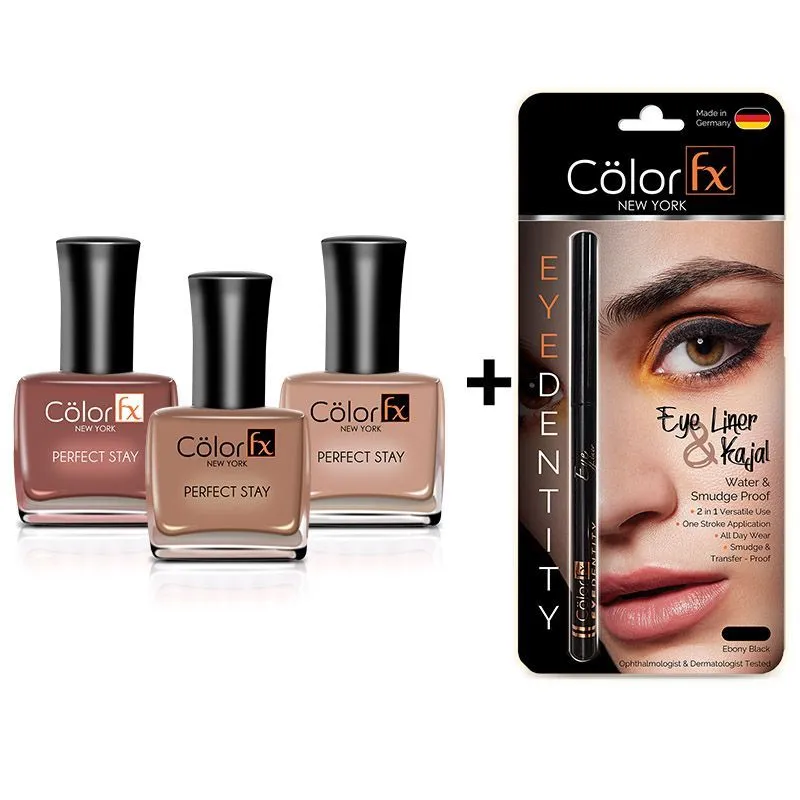 Color Fx Brilliant Browns Nail Enamel & Kajal Pack