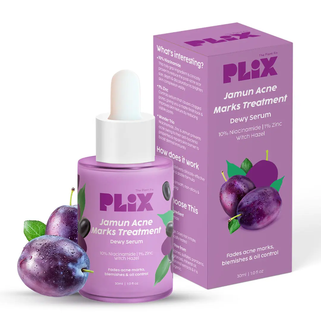 PLIX Jamun Face Serum with 10% Niacinamide, 1% Salicylic Acid & 1% Jamun Extract | For Treating Acne Spot Marks & Redness | For Men and Women| Suitable For both Oily & Dry Skin | 30 ml