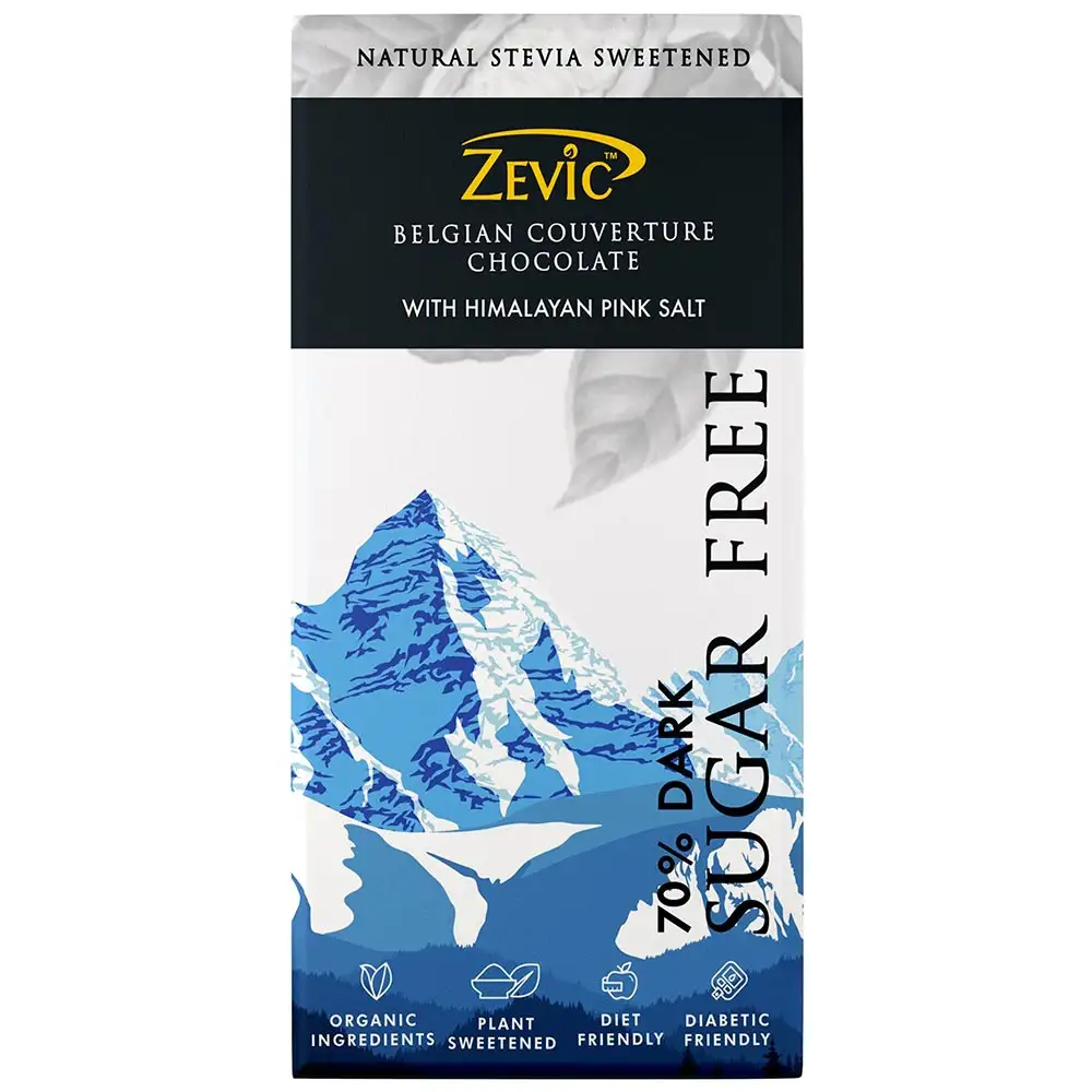 Zevic 70% Dark Sugar Free with Himalayan Pink Salt,  Belgian Couverture Chocolate  1 Piece(s)/Pack