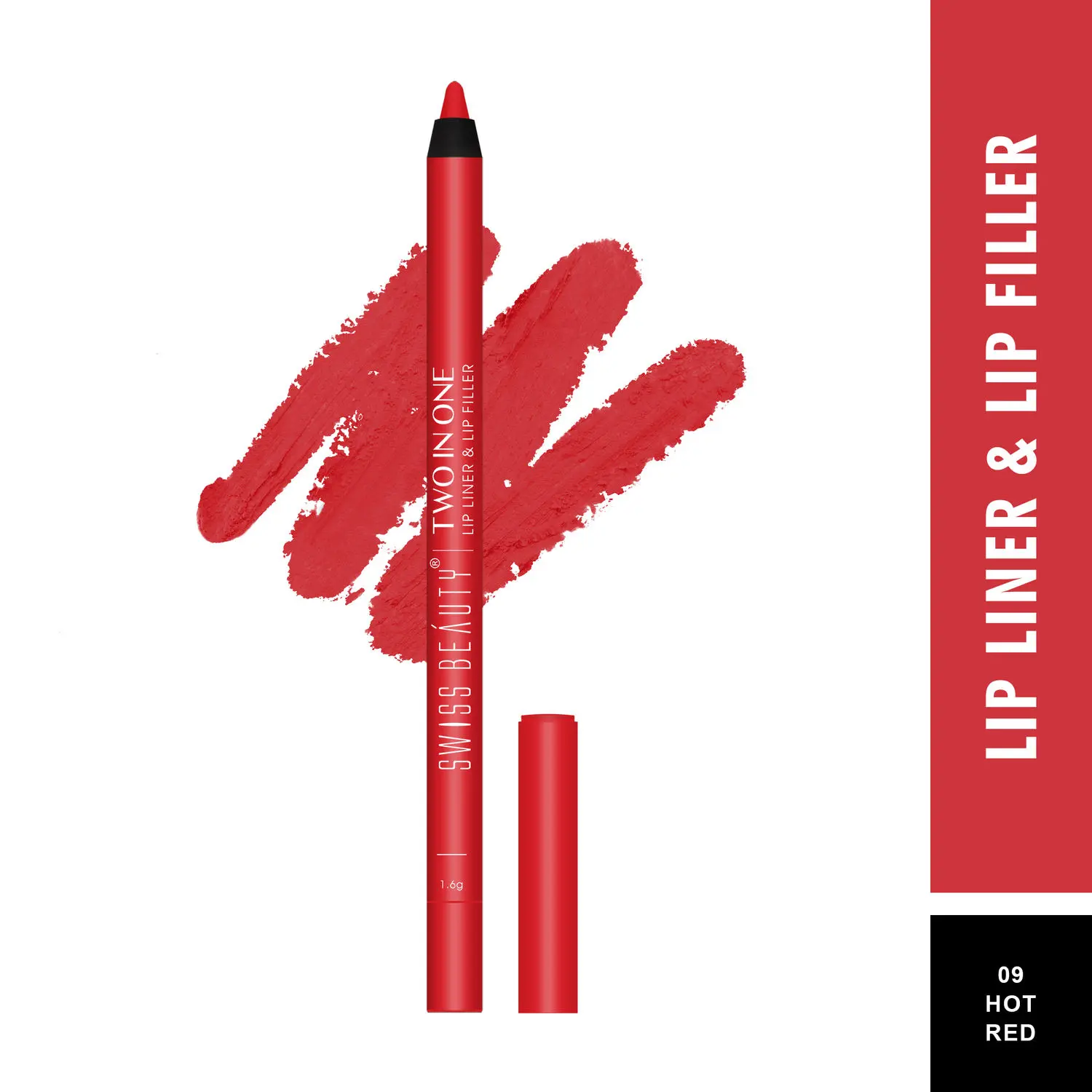 Swiss Beauty Two in One Lip Liner & Lip Filler Hot Red 09