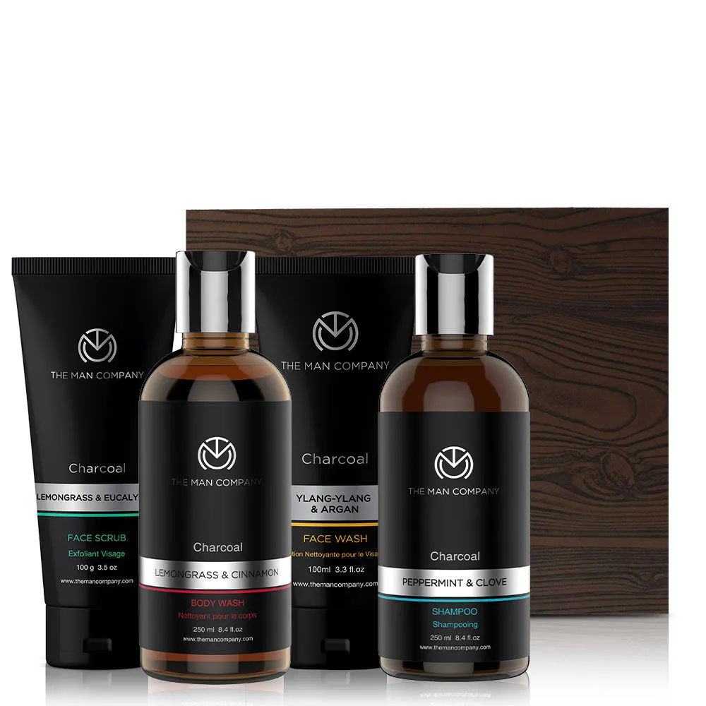 The Man Company Anti-Pollution Charcoal Set (Shampoo + Body Wash + Scrub + Face Wash)