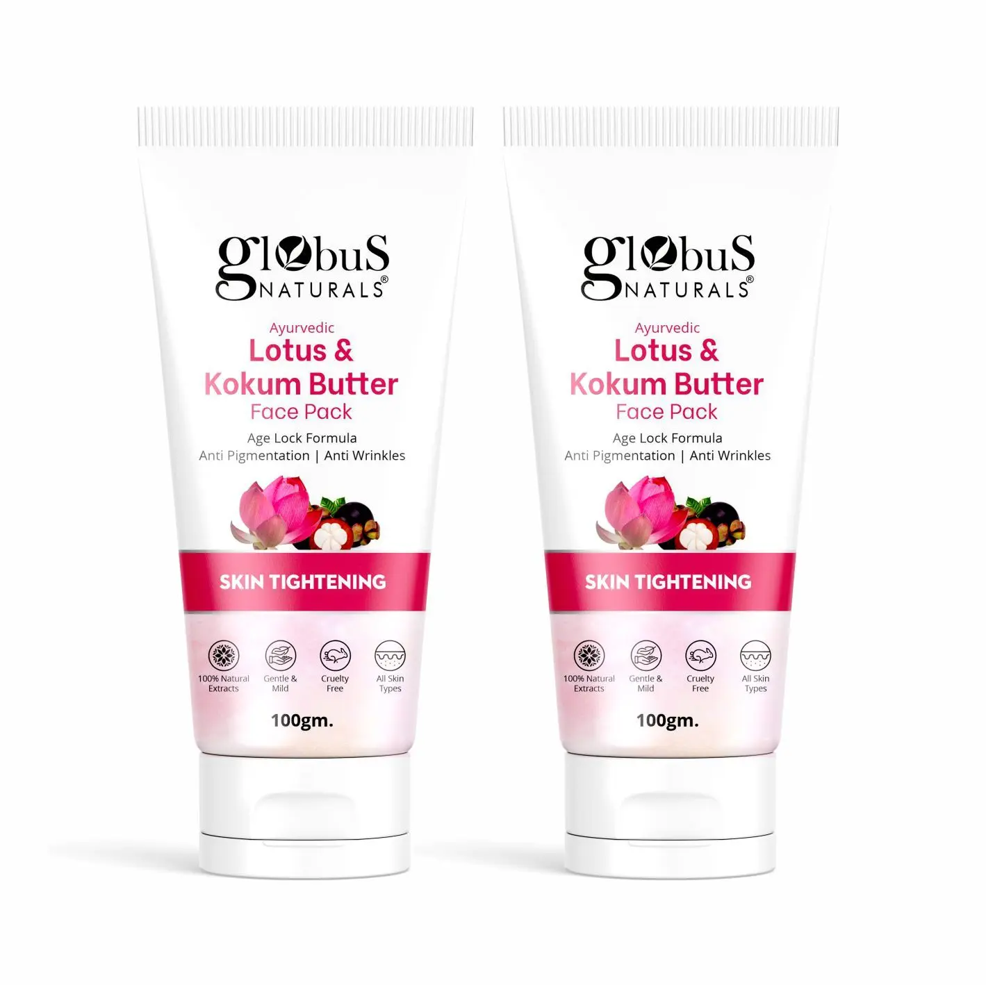 Globus Naturals Lotus & Kokum Butter Face Pack For Anti-Ageing & Skin Lightening,200 gm (Pack of 2)