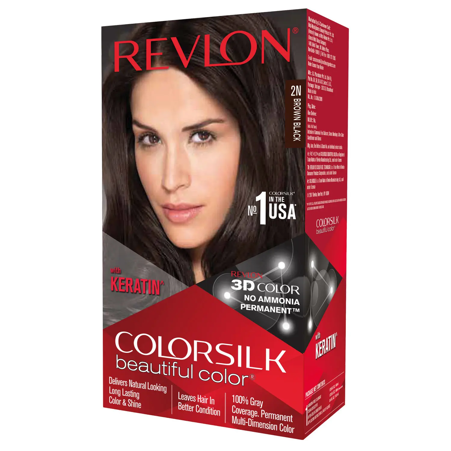 Revlon Colorsilk Hair Color with Keratin - Brown Black 2N