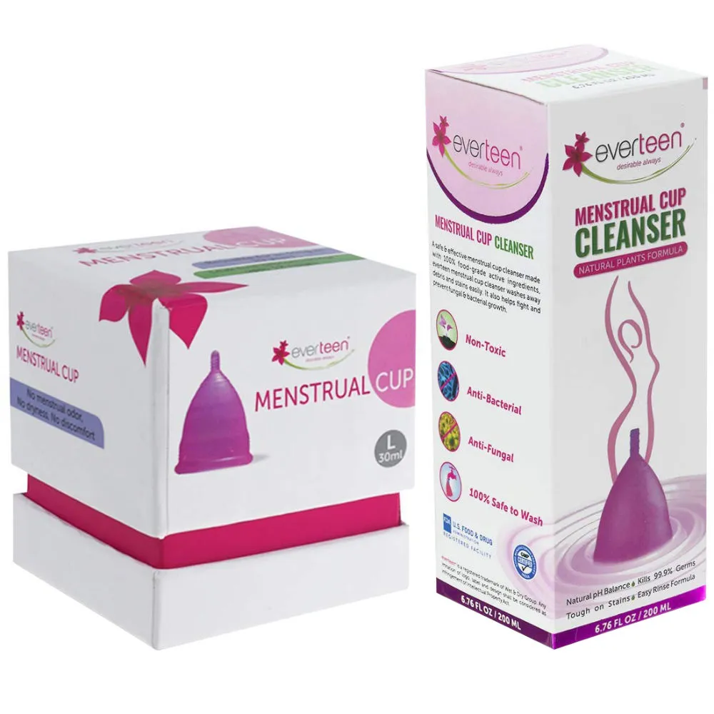 Everteen Menstrual Cup Large and Menstrual Cup Cleanser Natural Plants Formula