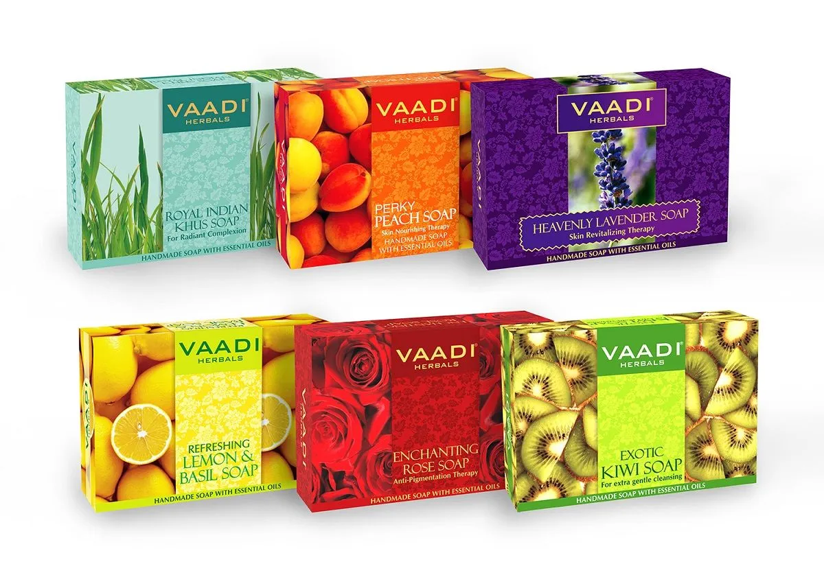 Vaadi Herbals Exotic Floavors Handmade Herbal Soaps (Pack Of 6)