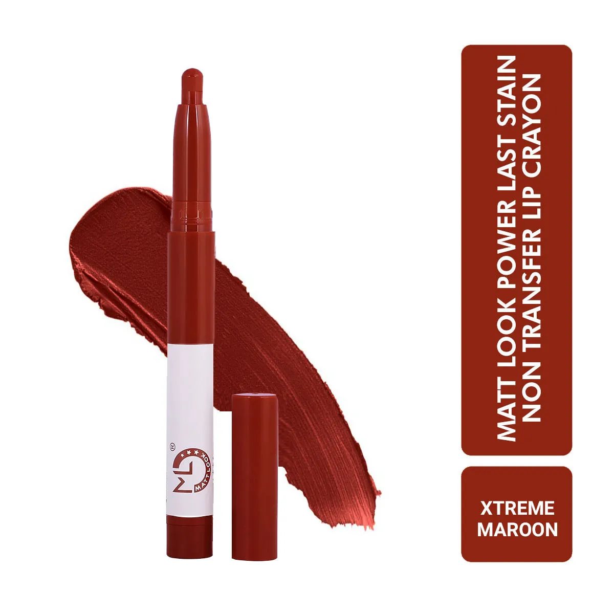 Matt look Power Last Lip Stain Crayon Lipstick - Xtreme Maroon